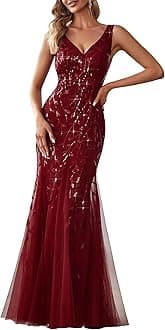 Ever-Pretty Women's Sequin Formal Dress Double V-Neck Sleeveless Mermaid Long Evening Dresses 07886