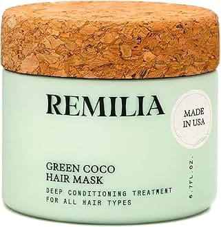 Remilia Hair Green Coco Hair Mask with Coconut Oil, Avocado Oil, Castor Oil, Green Tea & Rice Protein, Salon-Inspired Care for Smoothness and Manageability - 200 ml - 6.7 fl oz