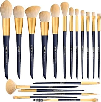LORYP Makeup Brushes Set Labeled 18 Piece Face and Eye Brush Set Ultra soft hair Foundation, Concealer, Blush, Contour, Blending, Eyeshadow Blue Brush kit