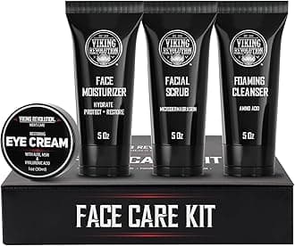 Mens Skincare Kit - Includes (148ml Each) Mens Face Moisturiser, Face Wash, Face Scrub and Eye Cream (30ml) - Men Skincare Gift Set - Gifts For Men