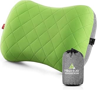 Hikenture Camping Pillow with Removable Cover - Ultralight Inflatable Pillow for Neck Lumber Support - Upgrade Backpacking Pillow - Washable Travel Air Pillows for Camping,Hiking, Backpacking, Green