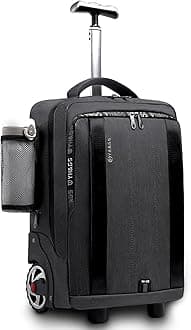 aocrinRolling Backpack, Travel Backpack with Wheels, Rolling Backpack for Women Men, Carry on Luggage with Rolling Laptop Backpack for Travel Work, Fit 15.6 Inch Notebook Men Women (Black)