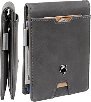 TRAVANDOSlim Wallet with Money Clip RFID Blocking Wallet AUSTIN Credit Card Holder - Travel Wallet - Minimalist Mini Wallet Bifold for Men Mens Mans Gift Box (Uni-Color, Grey)