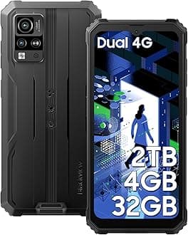 Blackview Phone BV4800, Android 13 4GB+32GB 2TB Expand Rugged Smartphone, 6.56" Incell Screen 5180mAh Rugged Phone, 4G T-Mobile Dual SIM Rugged Smartphone Unlocked, IP69K, 3 Card Slots/Face ID-Black