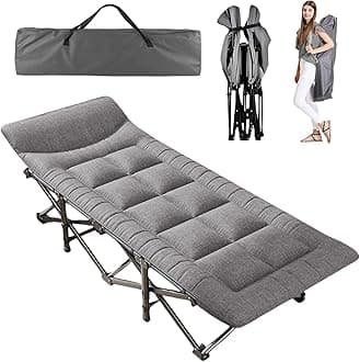 Folding Bed with Mattress, Foldable Camping Bed Cot ，Heavy Duty Outdoor Indoor Bed, Portable Foldable Guest Beds for Camping, Travel, Home, Office & Hospital (Grey-A)