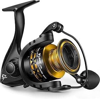 PiscifunFlame Spinning Reels, Lightweight 9+1BB Ultra Smooth Spinning Fishing Reels, 19.8LBs Max Drag, 500, 1000, 2000, 3000, 4000, 5000 Series, Red & Blue