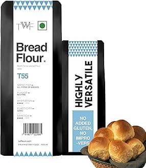 TWF Bread Flour T55 (1kg) - Premium Unbleached All Purpose Flour for Breads, Buns & Pizzas | Ideal for Home Baking | Maida Alternative | Bake Perfect Breads Everytime