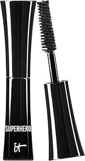 Superhero Mascara – Volumizing & Lengthening Black Mascara, Buildable Lash Volume, Collagen, Biotin, Peptides, Lifting & Curling Formula, Super Black Pigment, Suitable for Sensitive Eyes