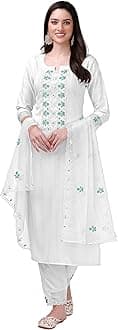 Trendmalls Cotton Embroidery Kurta Set with Dupatta Salwar Suit Kurta Set for Women