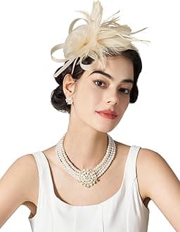 Tulle Fascinators for Women, Tea Party Hats for Kentucky Fascinators Derby, Cocktail, Wedding, Fancy Dress Party