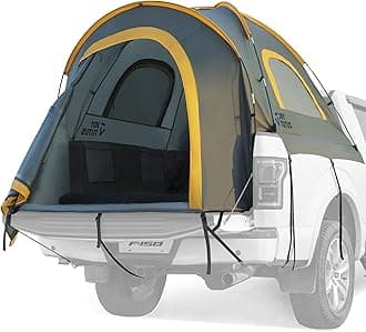 Pickup Truck Tent 2.0, Waterproof PU2000mm Double Layer for 2 Person, Portable Truck Bed Tent with Rainfly, 5.5'-5.8' Camping Preferred - Orange