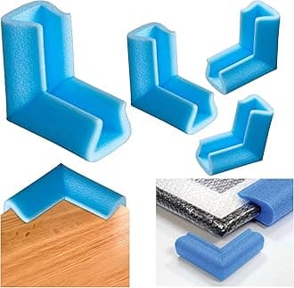 BBP Express Corner Guard Protectors - U-Shaped Foam Corners (Blue, Pack of 4), 60-80mm x 100mm