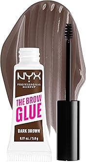 NYX Professional Makeup Brow Gel, The Brow Glue, Tinted Eye Brow Gel, Instant Brow Styler for Laminated Brow Look with 24 Hour Extreme Hold, Non-Sticky, Dark Brown