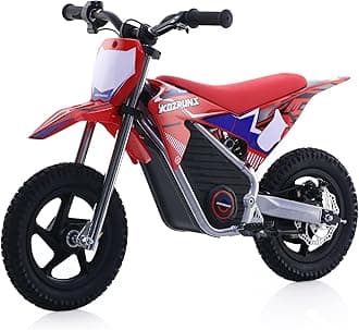 Blissskip Electric Dirt Bike for Boys Girls Ages 3-6, 150W High Racing Competition Grade Motorcycle, Up to 8MPH 2 Speed Settings Balance Bike, 12IN Off-Road Tires & Advanced Shock Absorption, Red