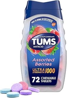 Ultra Strength Chewable Antacid Tablets for Heartburn Relief and Acid Indigestion Relief, Assorted Berries - 72 Count