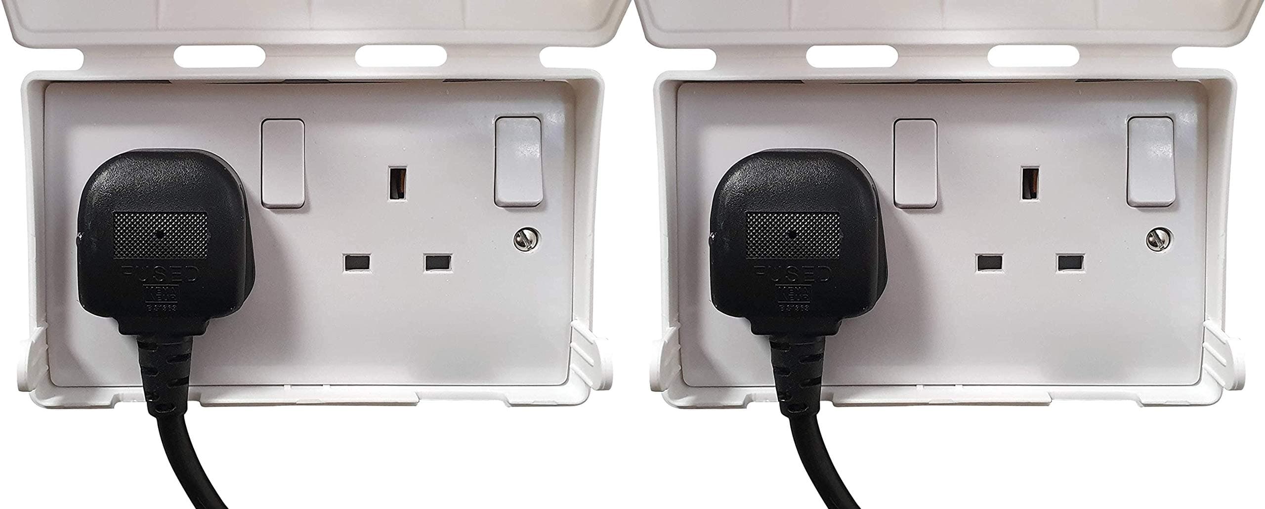 BabySecurity Electric Plug Socket Cover (2 Pack, Double) Prevents Tampering Accidents, Ideal for Home, School and Nurseries - White UK 3 Pin Plug