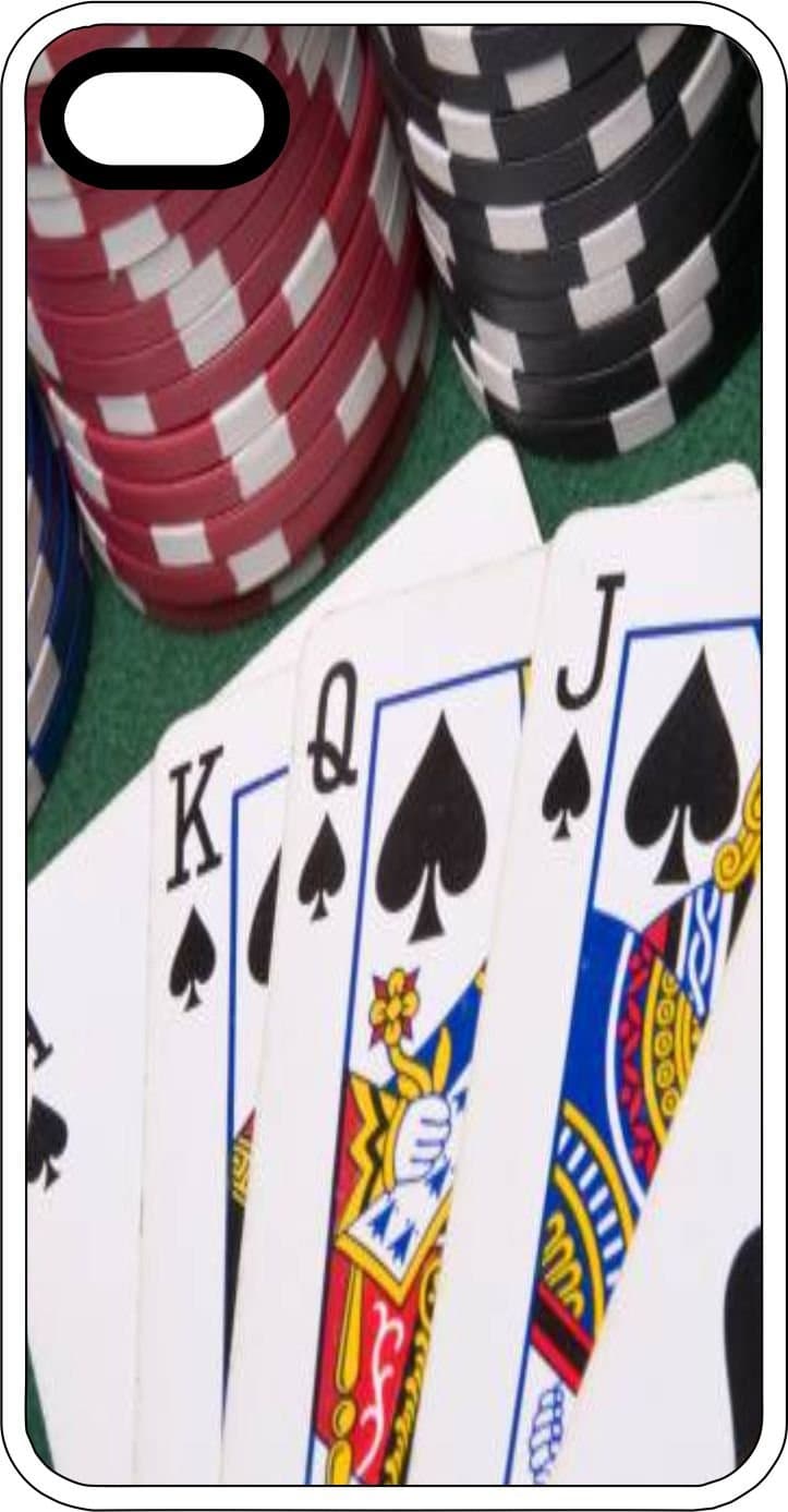 Royal Flush Five Card Stud Poker Chips White Plastic Case for Apple iPhone 4 or iPhone 4s