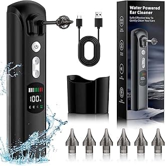 Water Ear Wax Removal Kit - Electric Ear Cleaner with LED Display, Ear Irrigation Kit Tool for Adults & Kids - Clear Wax Ear Built Up, 8 Pressure Settings & 6 Tips