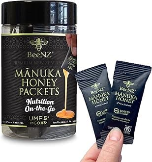 BeeNZ Raw Manuka Honey Packets, Certified UMF 5+ (MGO 83+), New Zealand Honey Packets, Pure, Natural Superfood for On-the-Go Wellness Support, No Sugar Added, Traceable from Hive to Sachet, 12 Pack