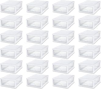 STERILITE 16 Qt Single Box Modular Stacking Storage Drawer Container (24 Pack)