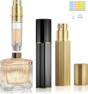 Perfume Atomiser, Perfume Travel Bottle, 10ML Atomiser Spray Bottle, Refillable & Travel Size Perfume Spray Bottle Easy to Refill Cologne Dispenser for Women Men(Gold＆Black)