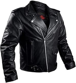 Brando Cafe Racer Motorcycle Jacket - Leather, Black Mesh, 4 Season, Armor, Concealed Carry (CCW) - 4XL