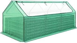 Quictent Raised Garden Bed Galvanized Raised Beds for Gardening Vegetables with Cover 8x4x2 ft Metal Planter Box Outdoor Use, Green