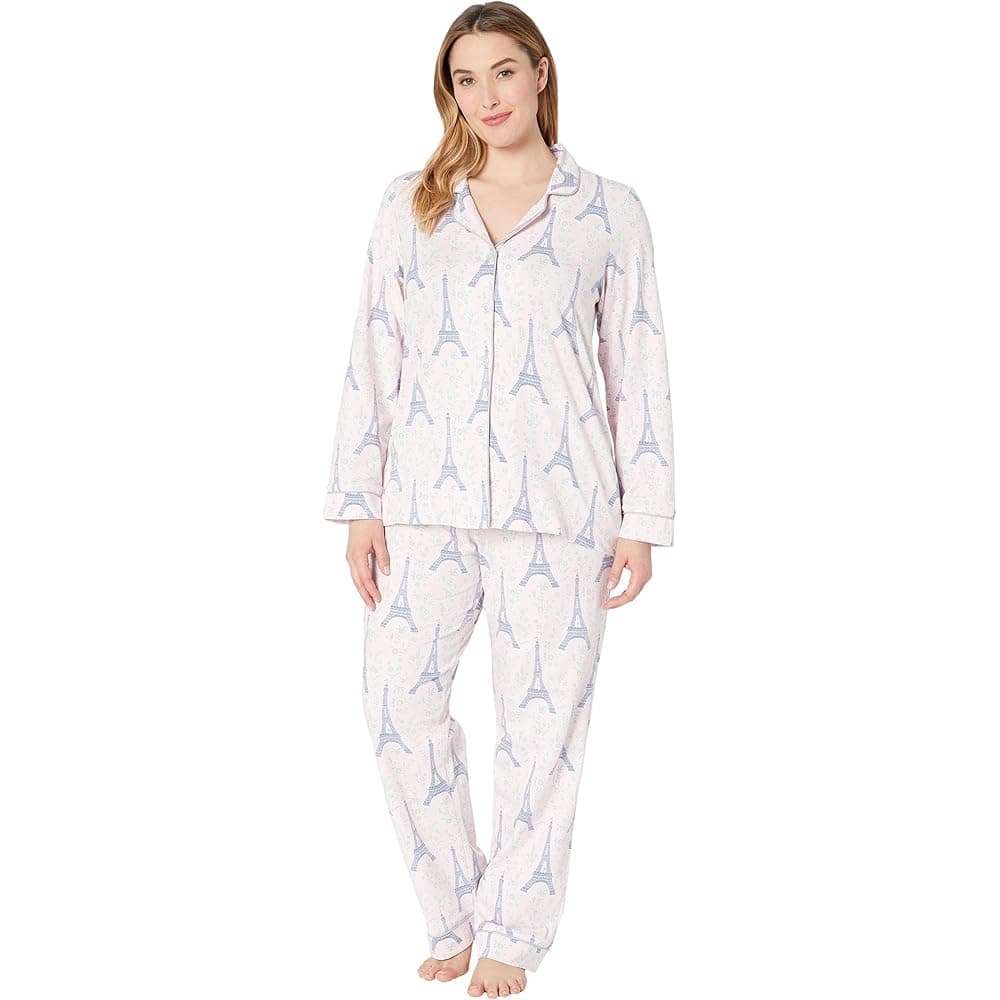 Plus Size Long Sleeve Classic Notch Collar Pajama Set