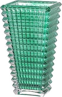 MCMCNCUIU Crystal Vase, Large Crystal Vases for Flowers, Green Large Flower Vase, Modern Glass Vases for Living Room, Bedroom, Kitchen, Dining Table, Mantle, Wedding, 9 Inches