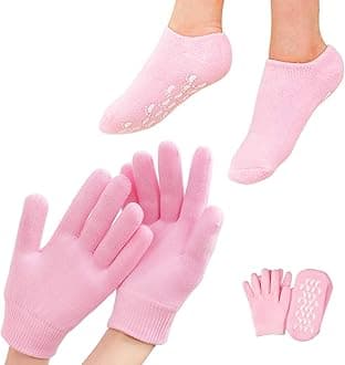 4 PCS Moisturizing Gloves and Socks, Gel Spa Moisturizing Therapy Sock ＆ Glove, Soften Repairing Dry Cracked, Hands Feet Skin Care, Effective in Repair Dry and Chapped Hands and Feet Skin Care(Small)