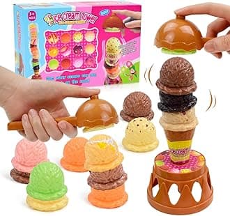 Ice Cream Toys, 20 Pieces Ice Cream Play Set with Two Scoops for Toddlers 3-5, Pretend Play Toys, Preschool Learning Activities, Montessori Toys for Kids 3+ Year Old