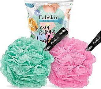 Luxury Bathing Round Loofah for Men and Women (Aqua and Pink)
