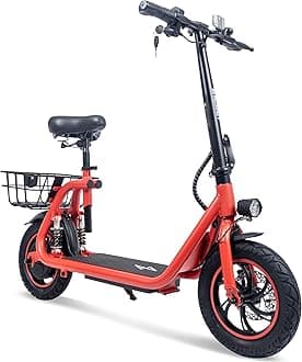 PhantomgogoElectric Scooter for Adults Foldable Scooter with Seat & Carry Basket E-scooter with Brushless Motor 15MPH 265lbs Max Load E Mopeds for Adults Commuter