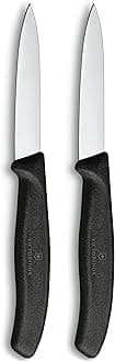 Swiss Classic, Paring and Vegetable Knife Set, 2-piece, Extra Sharp Blade, Straight Edge for Precise cuts, 8 cm, Stainless Steel, Black