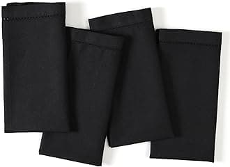 Ramanta Home Black Cloth Dinner Napkin Set of 4-18x18 Inch, Premium Cotton Linen Flax Hemstitched Napkins, Soft Durable Washable for Everyday Use Thanksgiving Christmas Parties Halloween