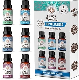 Top 6 Blends Essential Oils Set - 100% Pure and Natural Therapeutic Grade Oil for Aromatherapy Diffuser - Includes Tranquility - Breathe Easy - Thrive- Relaxation - Harmony - Calming Sleep
