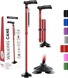 Walking Cane for Men & Women Foldable, Adjustable, Heavy Duty, Free Standing, All Terrain, Collapsible Walking Sticks for Seniors & Adults