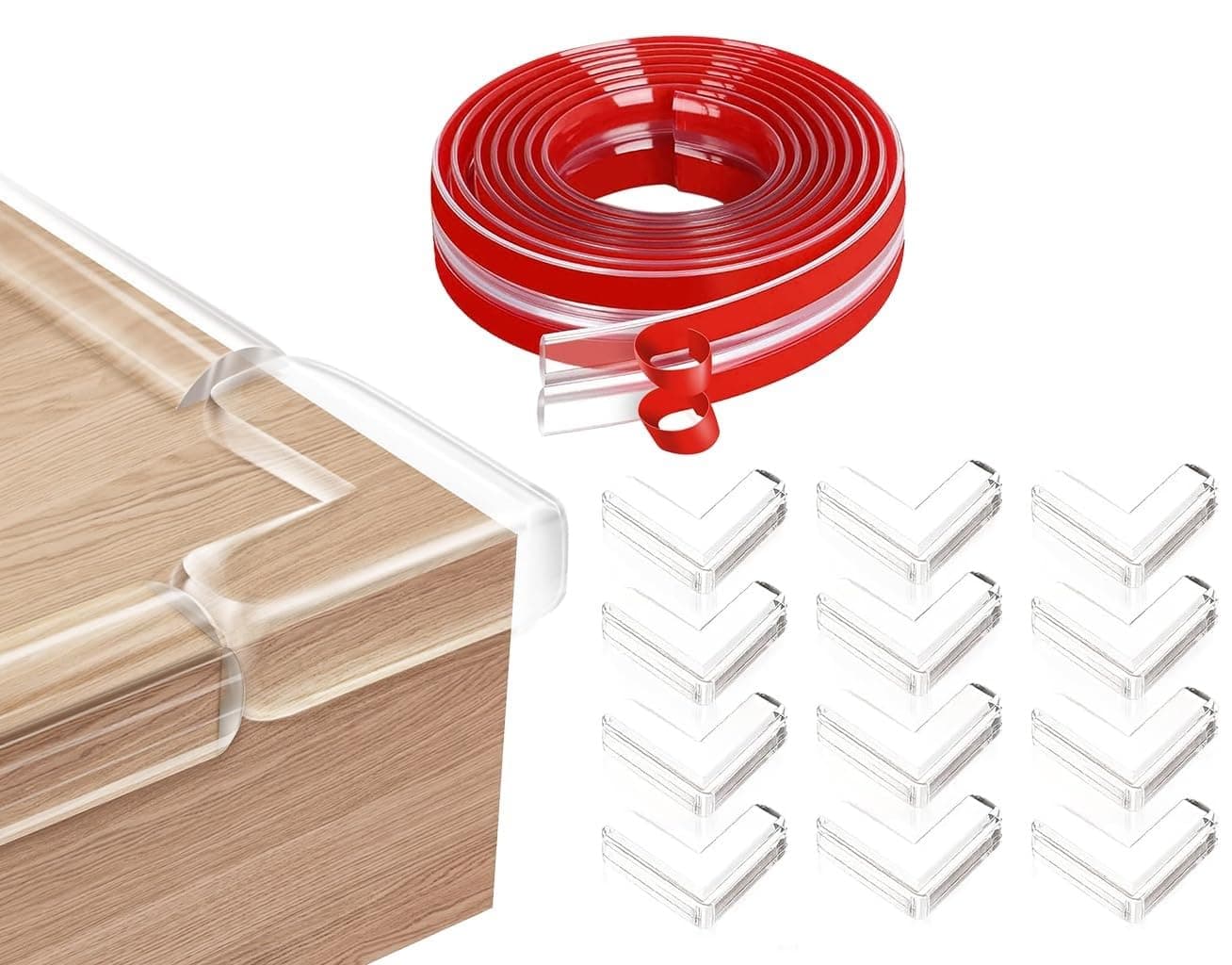 Baby Safety Combo – 12-Pack Corner Guards + 4M Edge Protector Strip | Soft Silicone Cushion for Child Safety | Baby Proofing for Furniture, Desks & Sharp Corners | Durable & Transparent