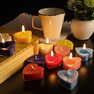 Heart Shape Candles, Multi Colour and Fragrance, Pack of 12