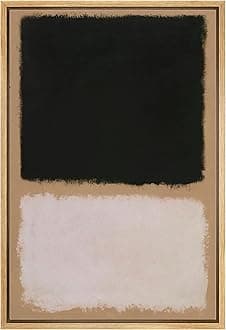 Framed Canvas Print Wall Art Rothko Style 1960s Geometric Color Blocks Abstract Shapes Illustrations Modern Art Decorative Contemporary for Living Room, Bedroom, Office - 16"x24" Natural