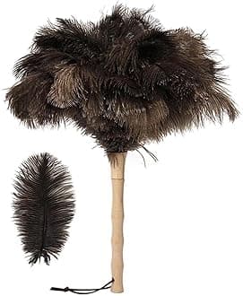 ELECDON Soft Feather Duster, 16 inch Fluffy Duster Feathers with Wooden Handle and Eco-Friendly Reusable Handheld Feather Duster for Cleaning Supplies