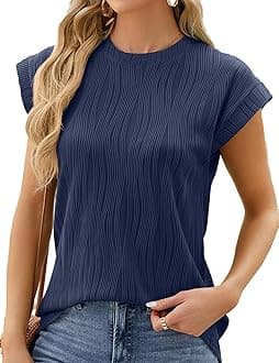 SthxyfaithWomens Short Sleeve Textured Tops Crewneck Knit Solid Loose Casual Basic T Shirts Tee Blouses