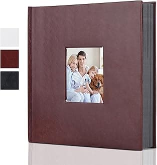 Leather Scrapbook Album DIY Set Scrap Book Album Hardcover Pictures Book 10.5"x10.5",DIY,Handmade for Anniversary,Family Memories,Couples,Friend&Baby,Accommodates 3x5 to 8x10 Photos (Leather-brown)