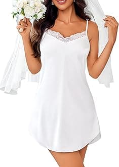 Women's Nightwear Sexy Satin Sleepwear Lace Chemises Mini Full Slip