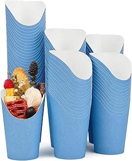 CAMKYDE 100 Pcs French Fries Holder, 12oz Disposable Paper French Fry Cups Blue Charcuterie Cups for all Occasions (12oz, Blue)