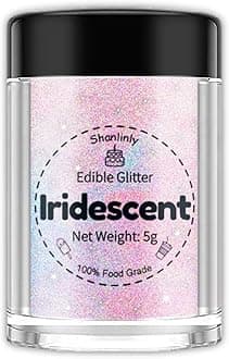 Shanlinly Iridescent Prism Powder Edible Glitter for Drinks, Food Grade Edible Glitter Dust Luster Shimmer Dust for Cakes Decorating Sparkling, Paints, Desserts, No Taste or Texture, 5g Each Bottle