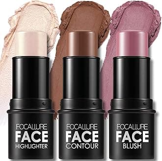 3 Pcs Cream Contour Sticks,Shades with Highlighter & Bronzer & Blush,Non-greasy Long-wear Face Contouring Pen,Easy to Sculpt the Face and Create a Lightweight Finishing Makeup,NEUTRAL