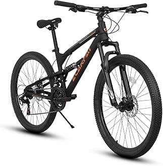Ecarpat 24/26/27.5 Inch Dual Full Suspension Mountain Bike, 21 Speeds Dual Disc Brake, Men Women Mountain Bike with Adjustable Saddle, Adult Trail Beach Snow Commuter City Bikes