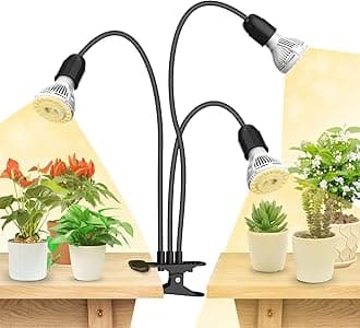 LED Grow Lights for Indoor Plants, 450W Full Spectrum 3 Heads with Ceramic Technology, 30W Power Clip High PPFD with Optical Lens, Bulb Replacement