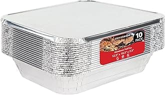 Stock Your Home 9x13 Aluminum Trays with Lids (10 Pack) – Disposable Half Size Deep Pans for Cooking, Storage, BBQ, Grilling, Catering